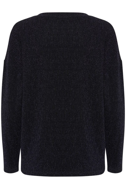 Navy Long Sleeve Glitter T-Shirt