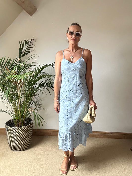 Broderie Anglaise Sundress - Baby Blue