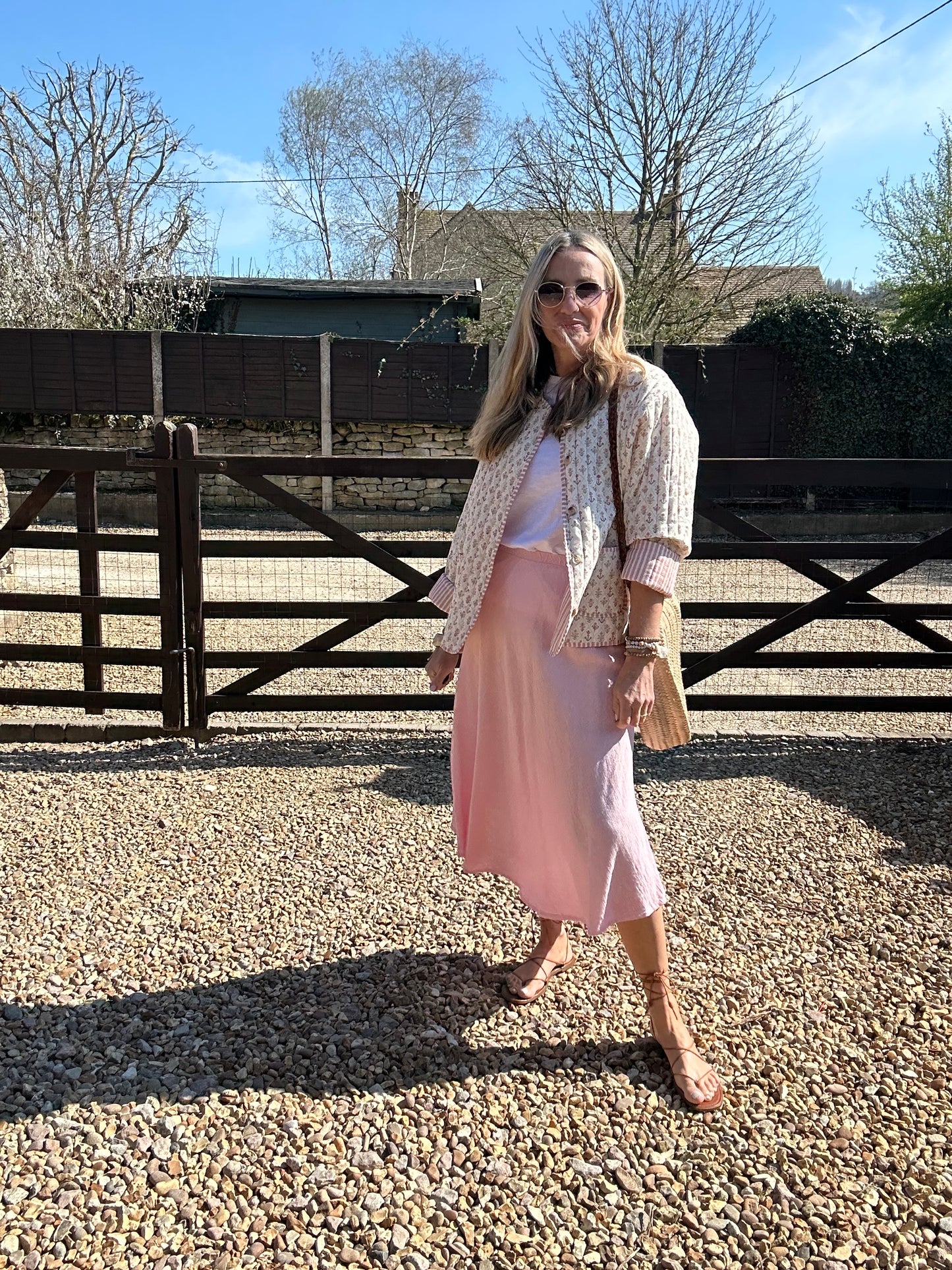 Linen mix slip skirt