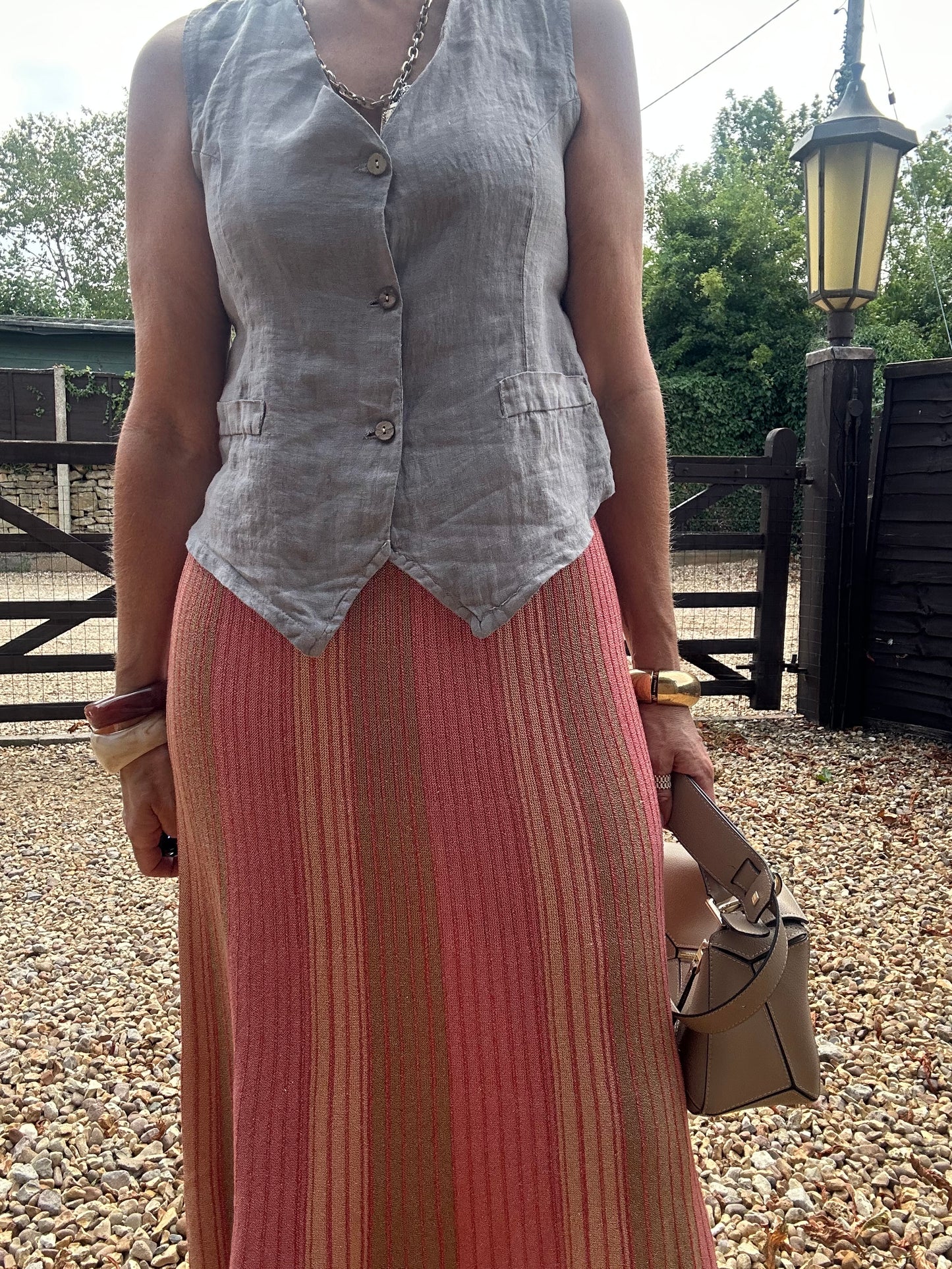 Lurex Stripe Knitted Skirt