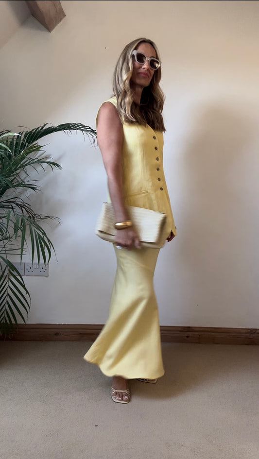 Lemon longline Waistcoat and Maxi Skirt Co-Ord