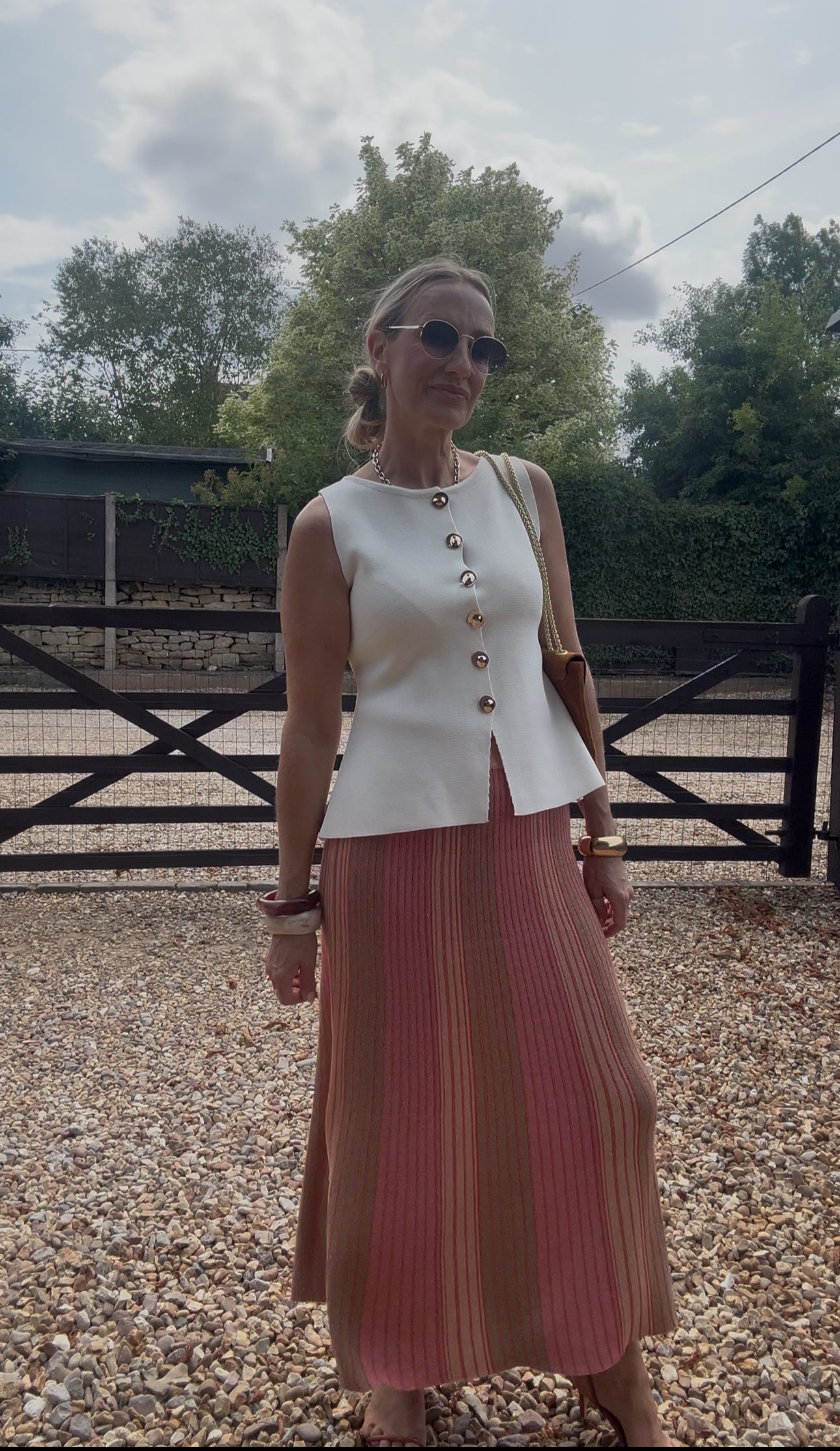 Lurex Stripe Knitted Skirt