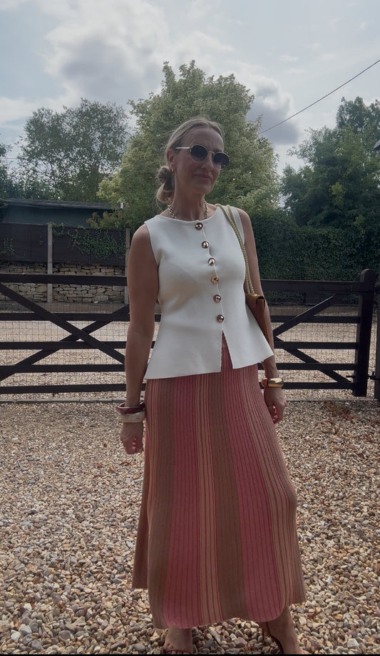 Lurex Stripe Knitted Skirt