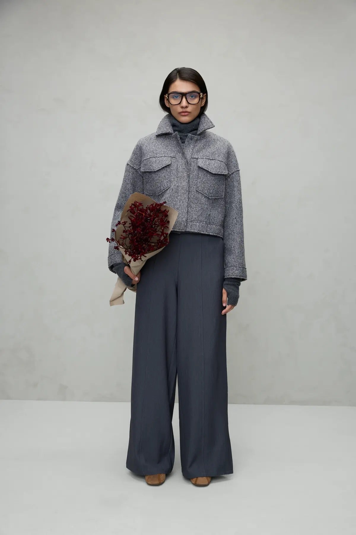 Wide leg Grey Trousers