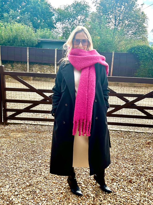 Trench Style Coat - Black Melange