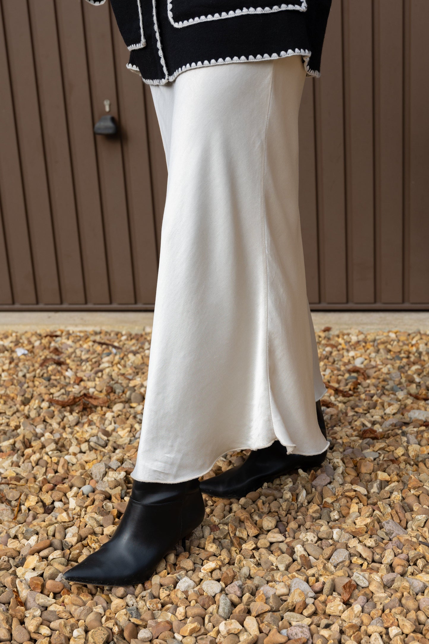 Satin Slip Skirt - champagne