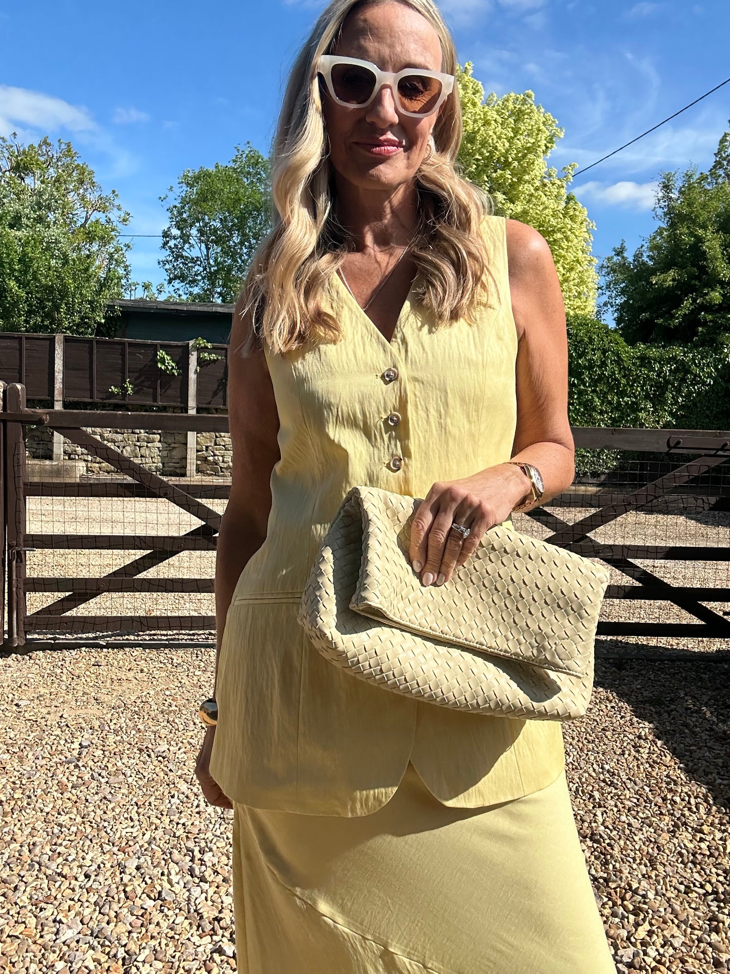 Lemon longline Waistcoat and Maxi Skirt Co-Ord