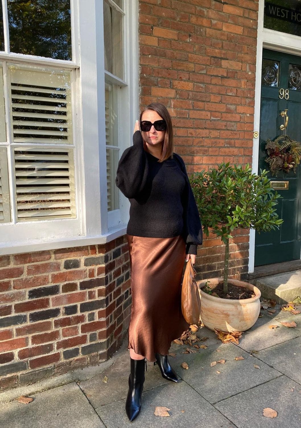 Satin Slip Skirt - Tan