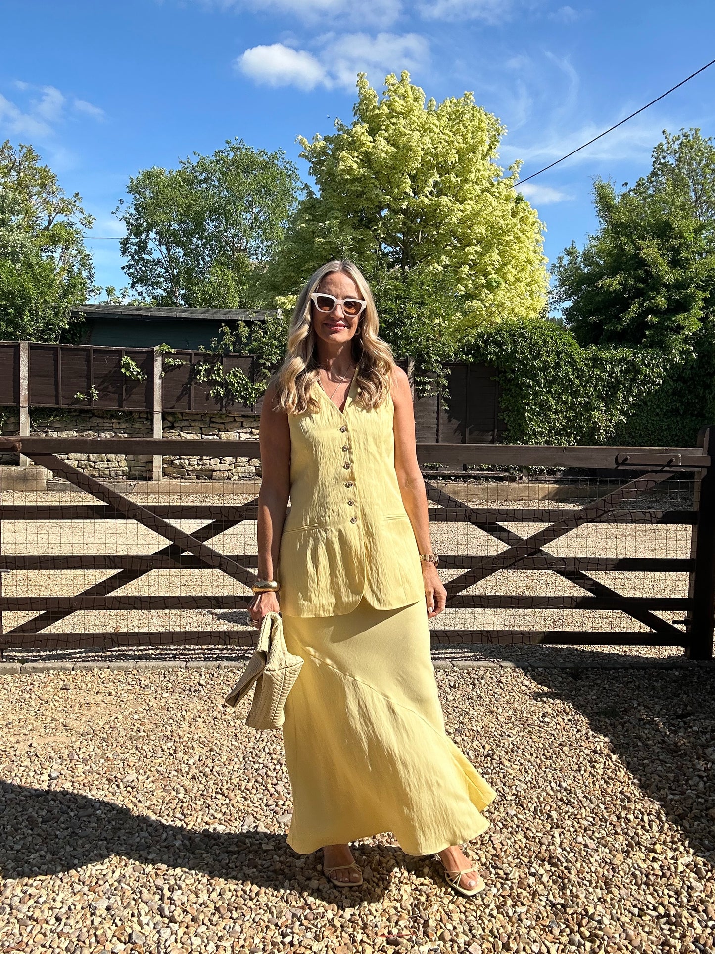 Lemon longline Waistcoat and Maxi Skirt Co-Ord