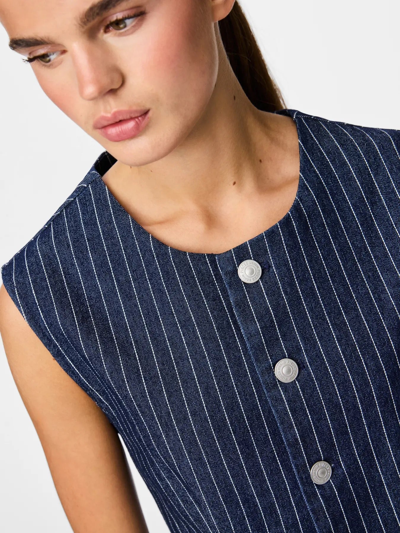 Pinstripe Denim Waistcoat