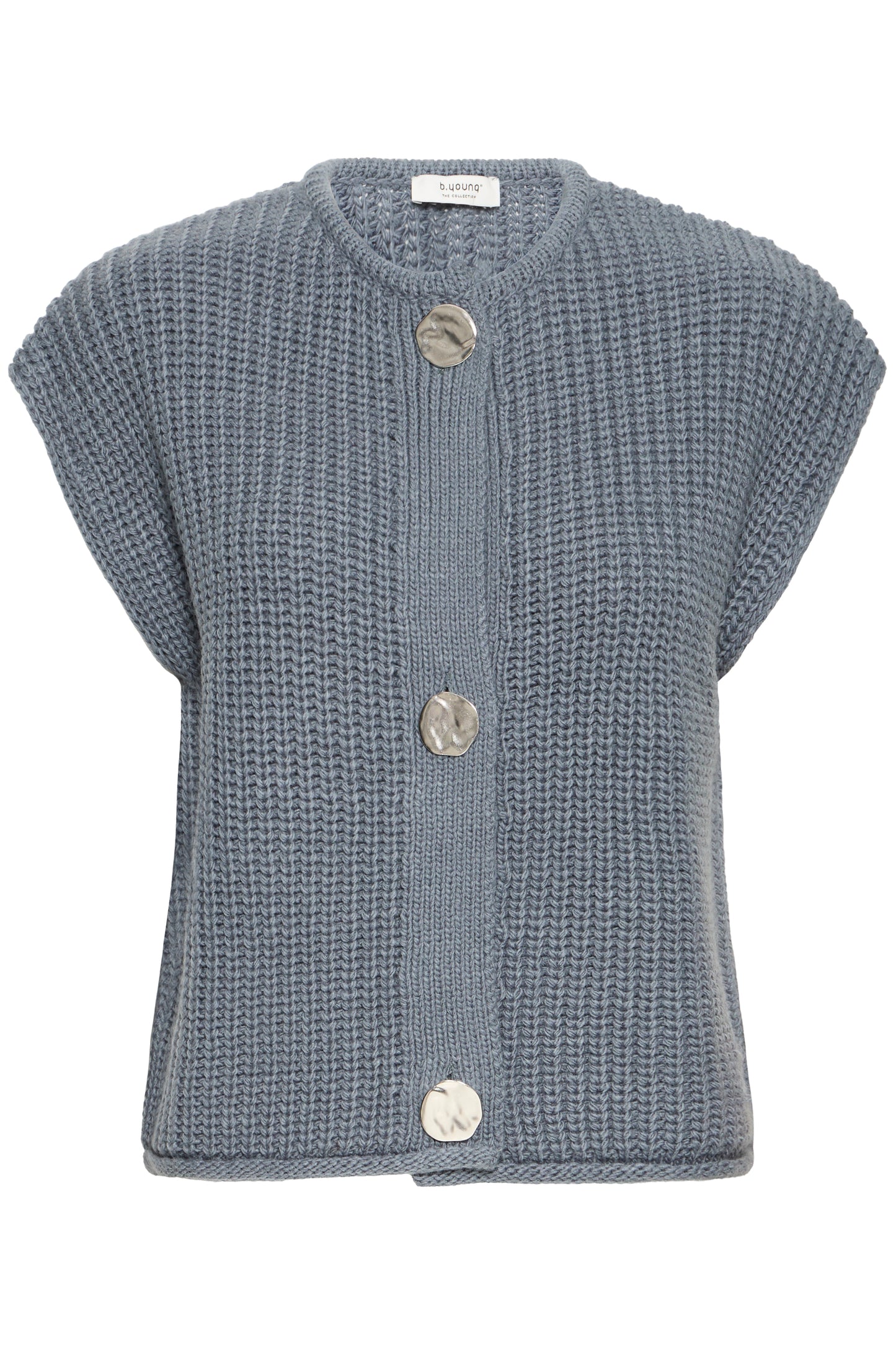 Chunky Knit Waistcoat with Hammered Silver Buttons