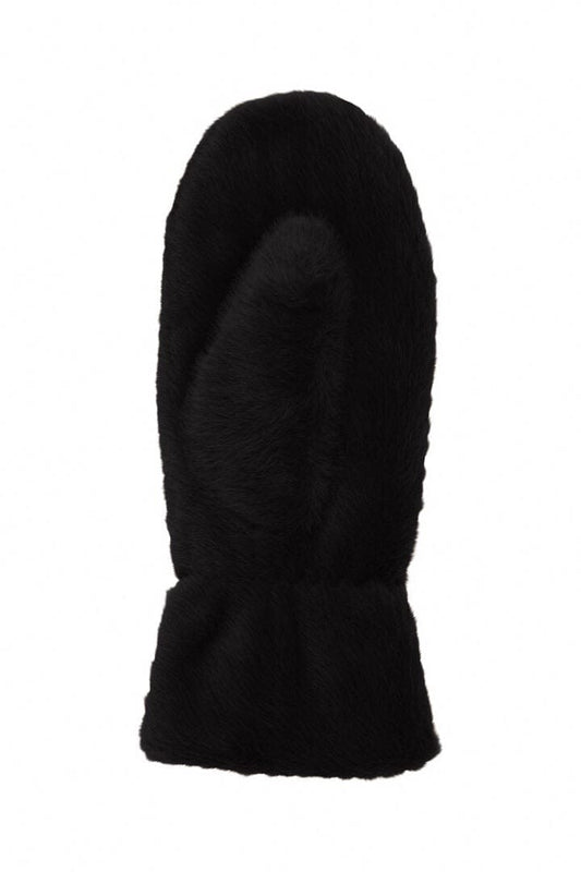 Faux Fur Mittens - Black
