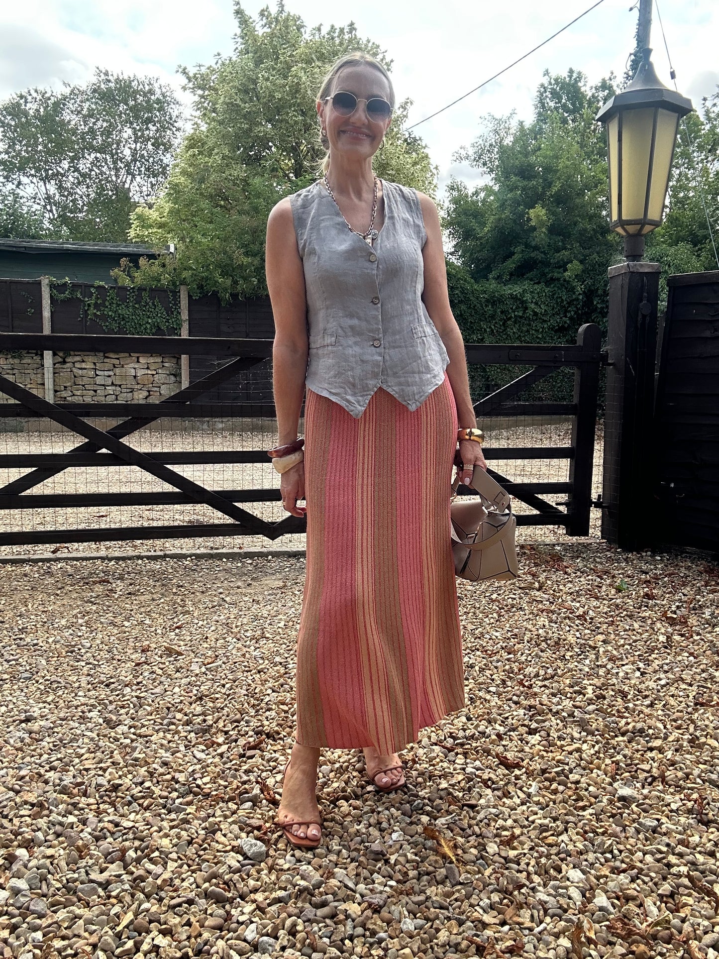 Lurex Stripe Knitted Skirt