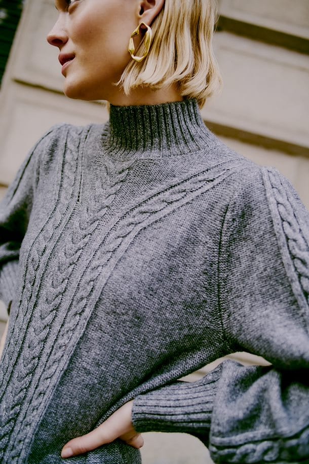 Grey Cable Knitted Dress