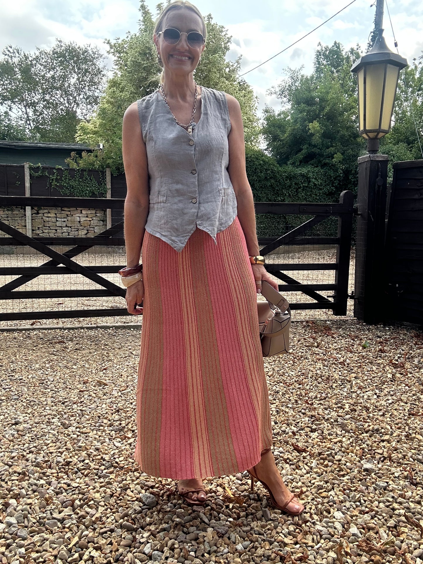 Lurex Stripe Knitted Skirt