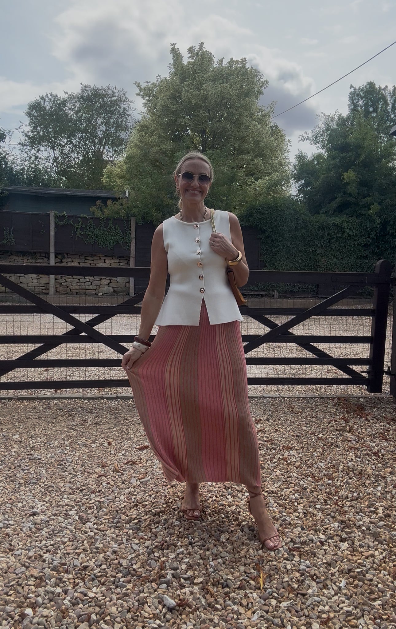 Lurex Stripe Knitted Skirt