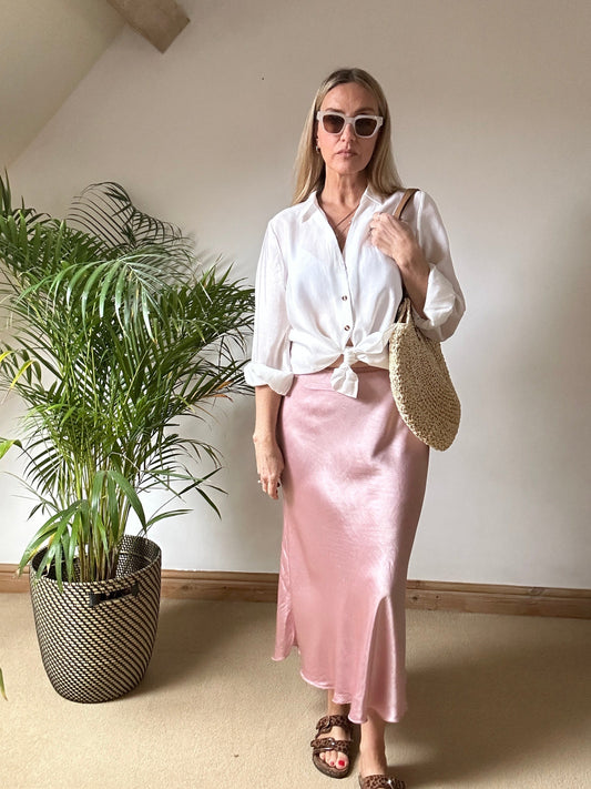 Satin Slip Skirt - dusky pink