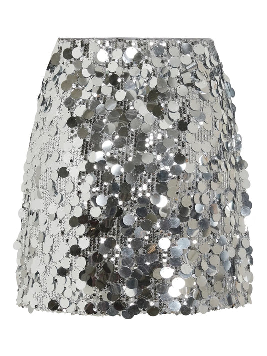 Silver Sequin Mini Skirt