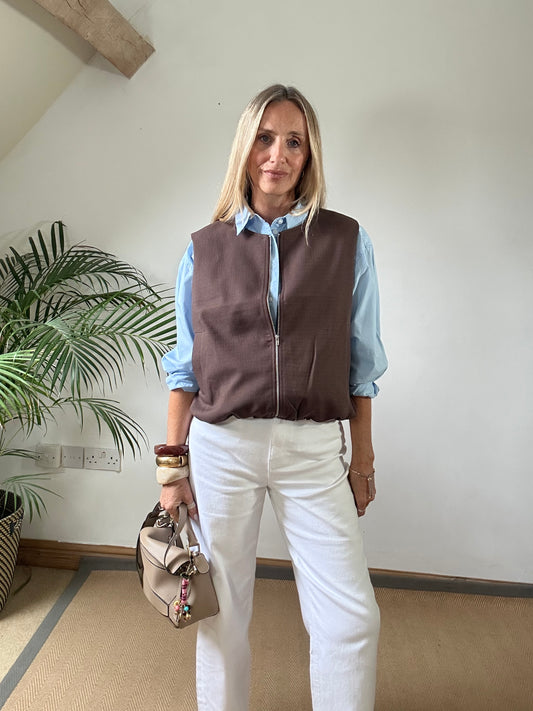 Brown Zip Up Gilet