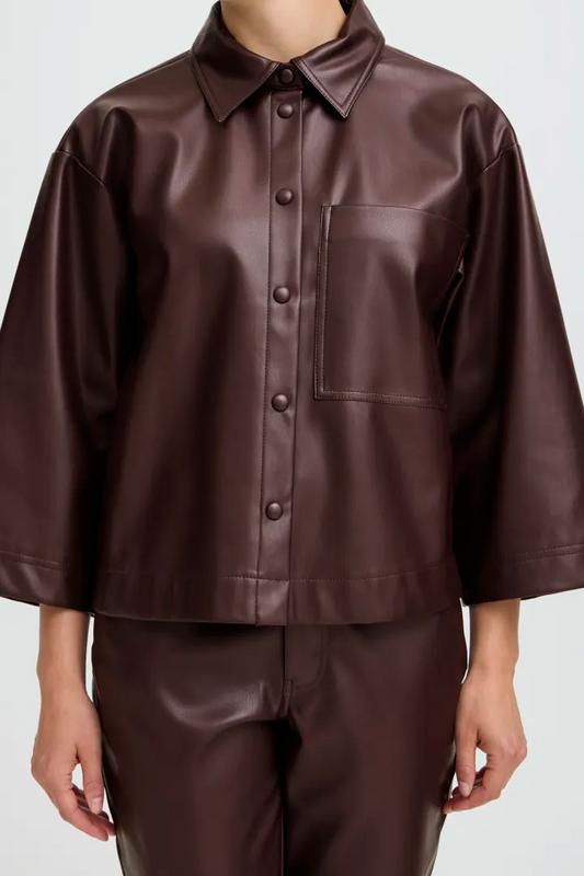 Burgundy Faux Leather Jacket