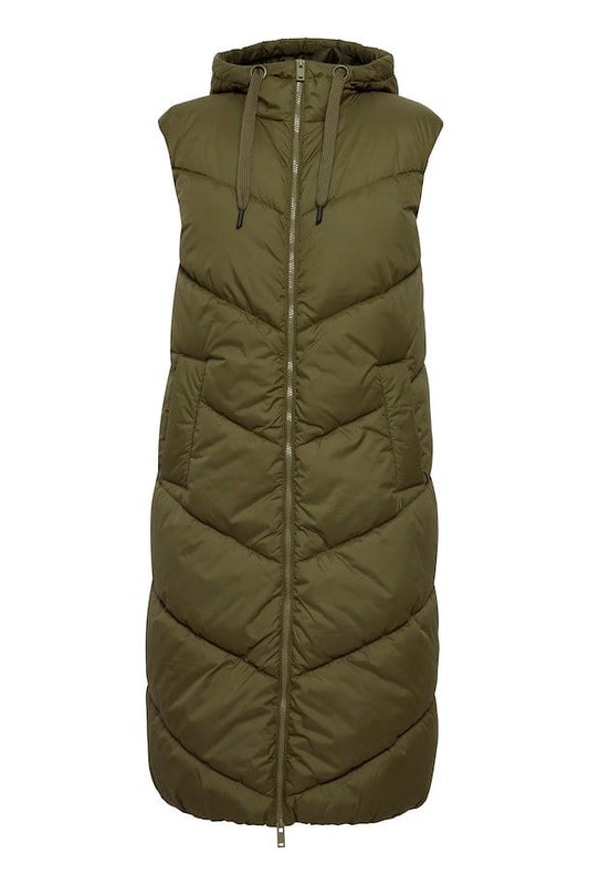 Quilted Gilet - Dark Olive