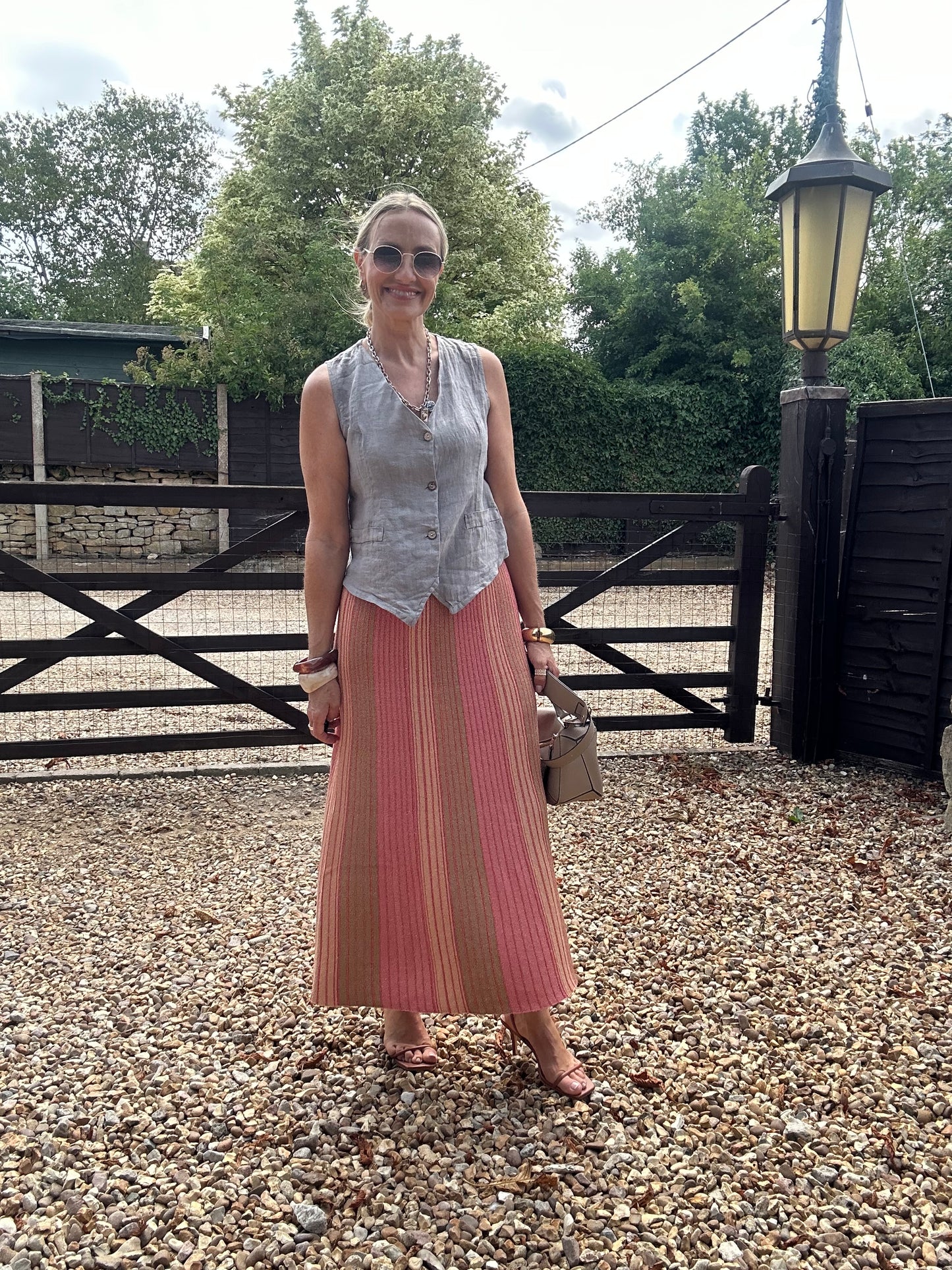 Lurex Stripe Knitted Skirt