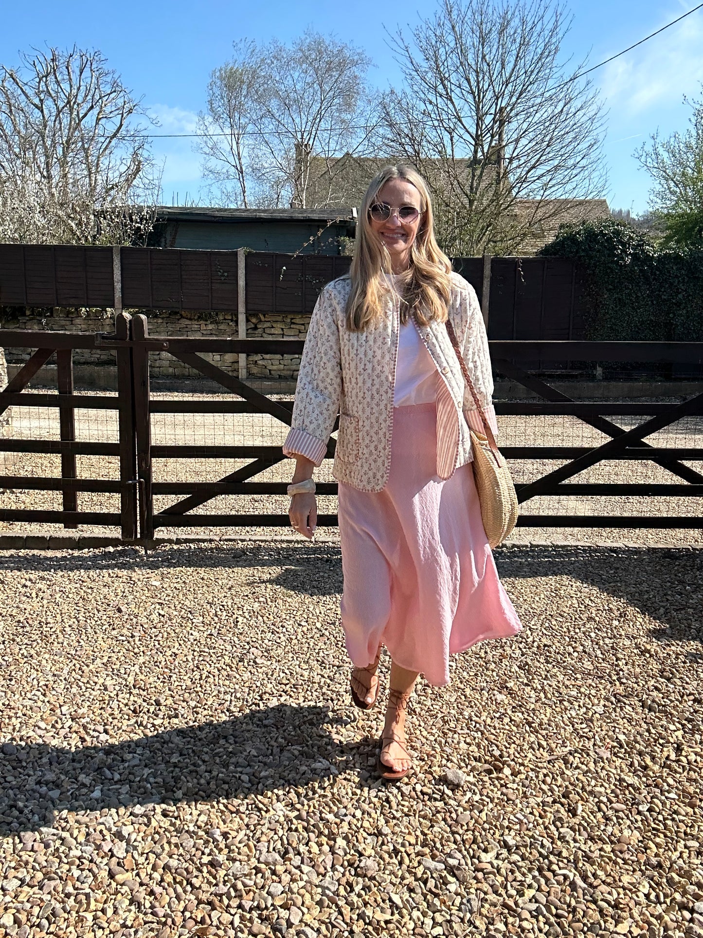 Linen mix slip skirt