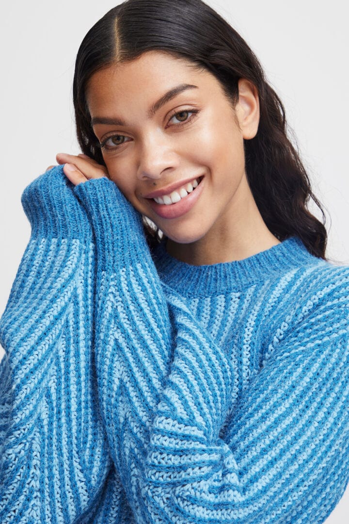 Provence blue ribbed jumper