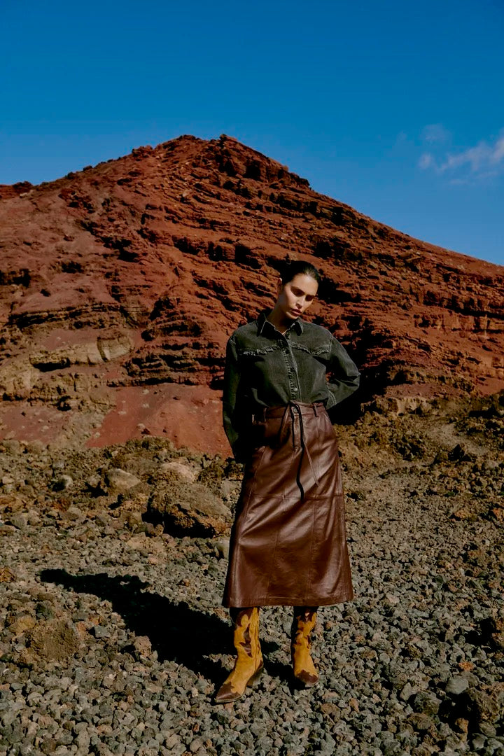 Chocolate Leather Skirt