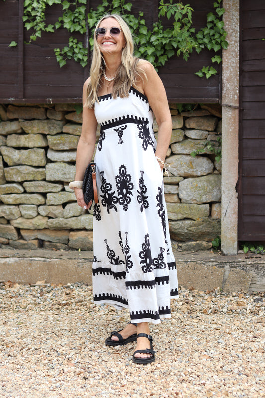 Black and White Jacquard Dress