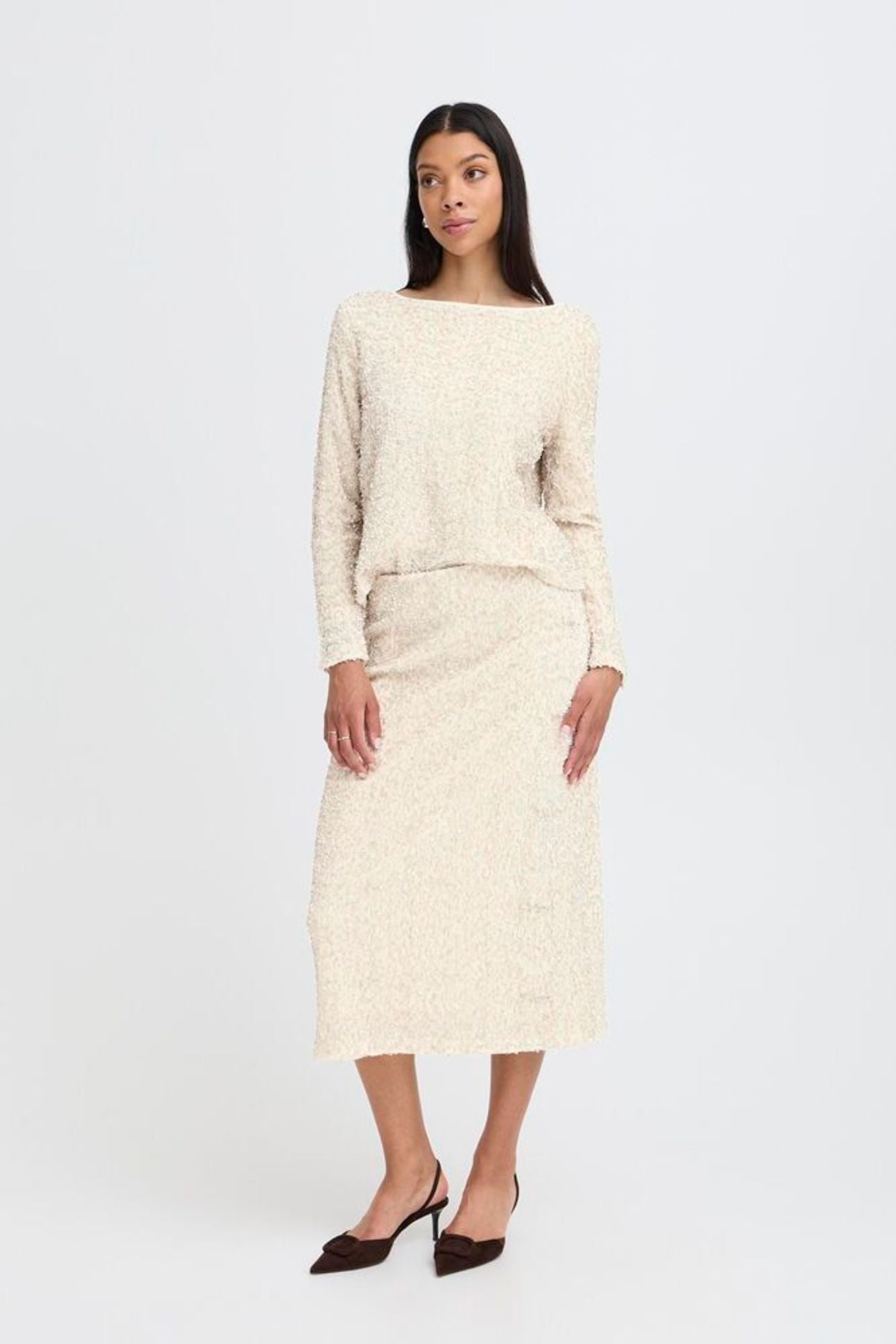 Cream Sequin Skirt