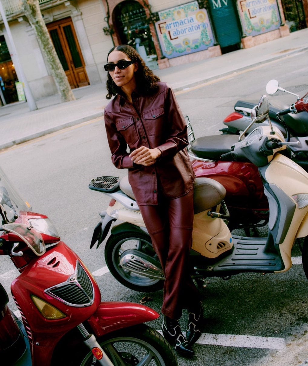 Burgundy Leather Shirt