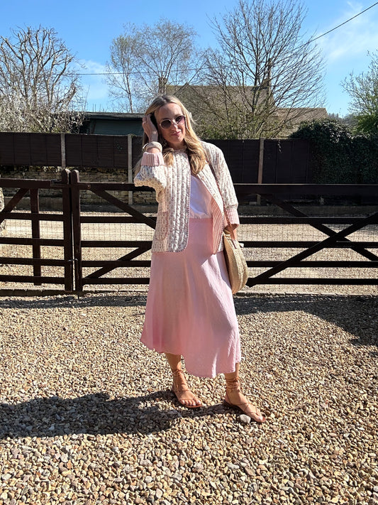 Linen mix slip skirt