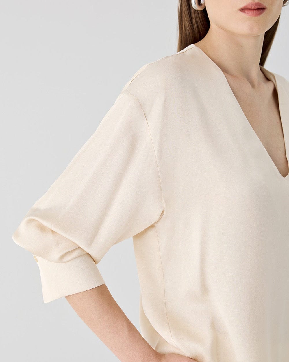 Silky Blouse with V Neckline