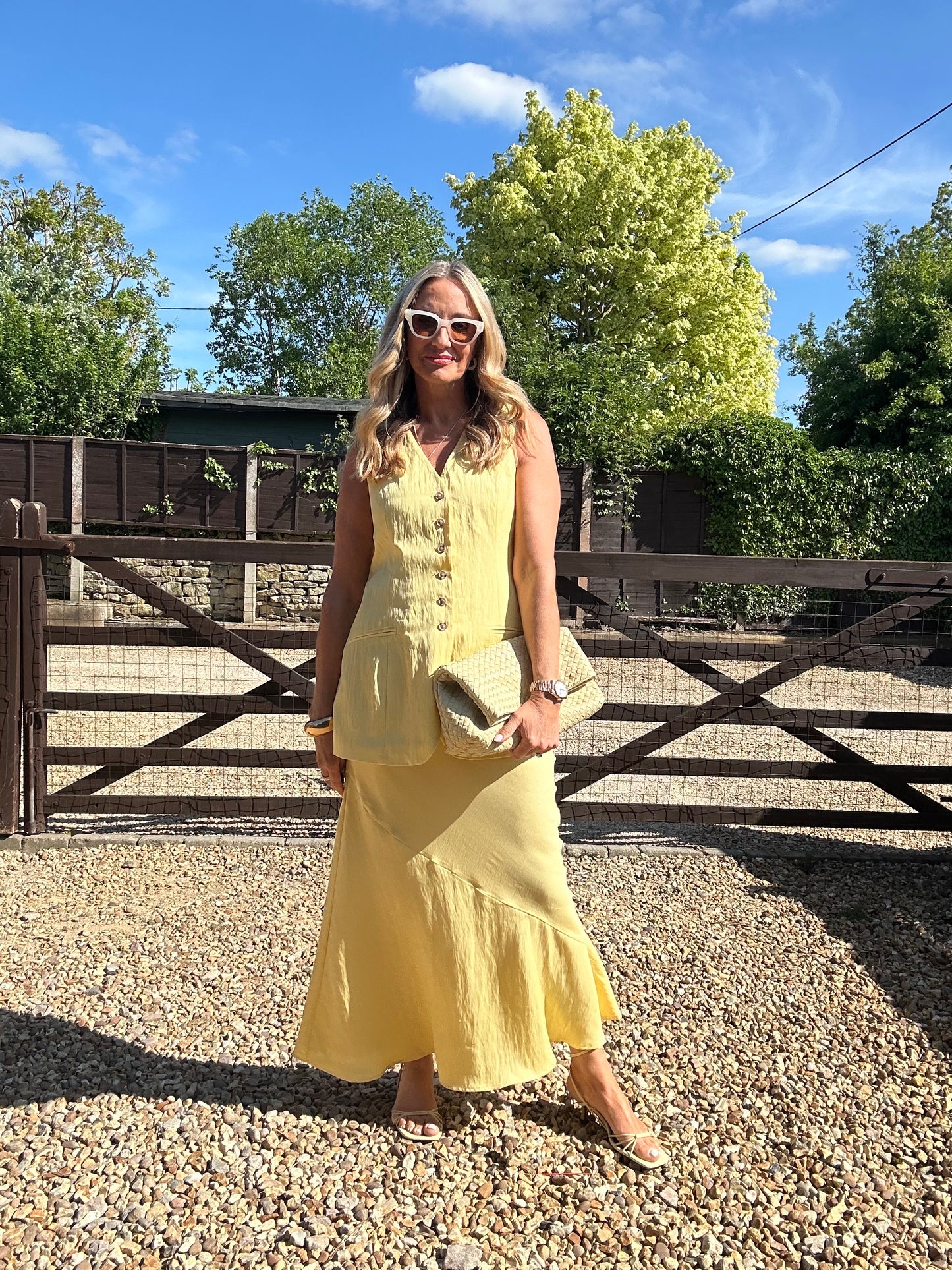 Lemon longline Waistcoat and Maxi Skirt Co-Ord