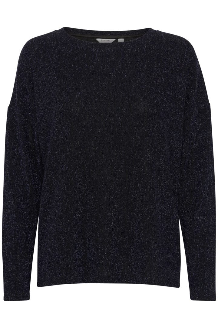 Navy Long Sleeve Glitter T-Shirt