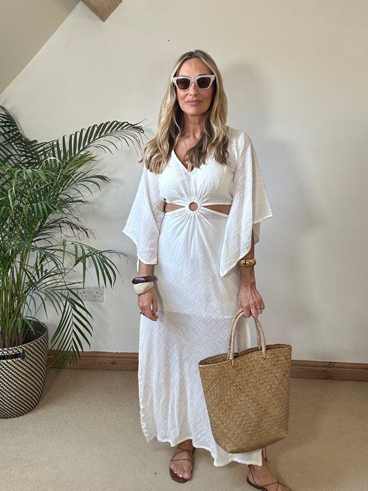 O Ring Maxi Dress with Bell Sleeves