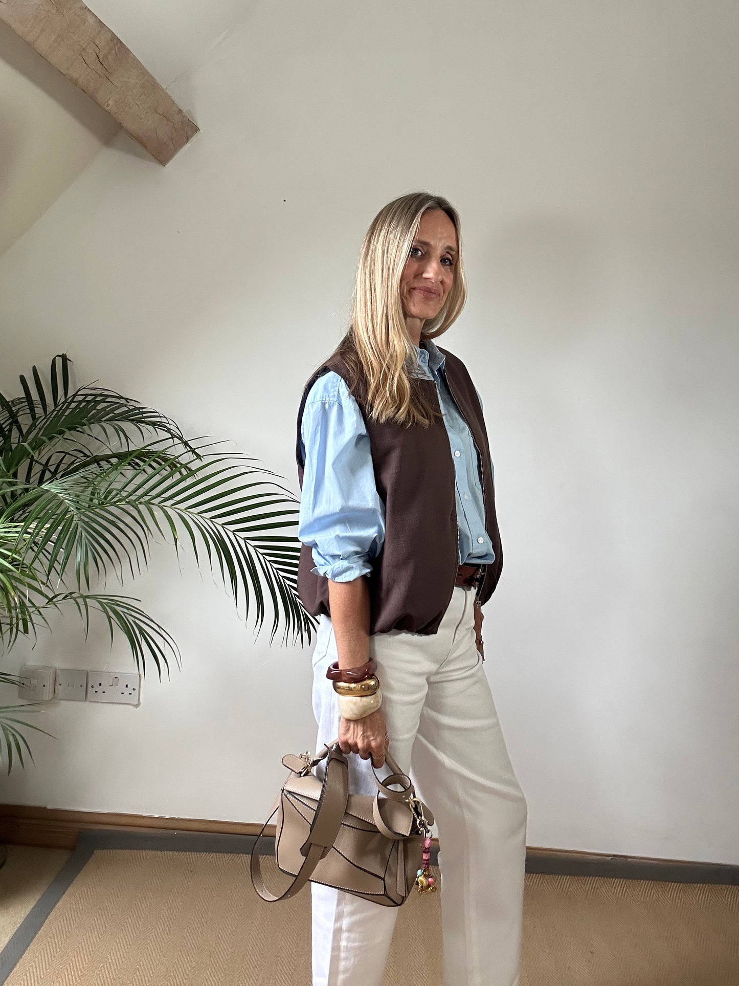 Brown Zip Up Gilet