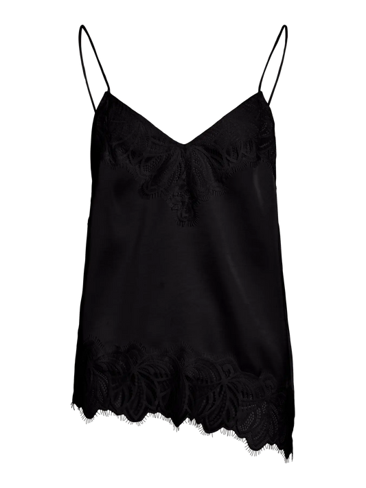 Asymmetric Satin and Lace Cami