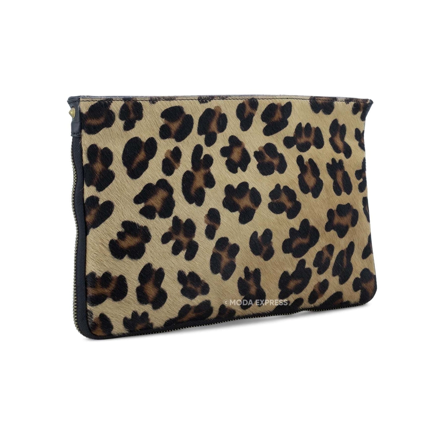 Large  animal print leather pouch