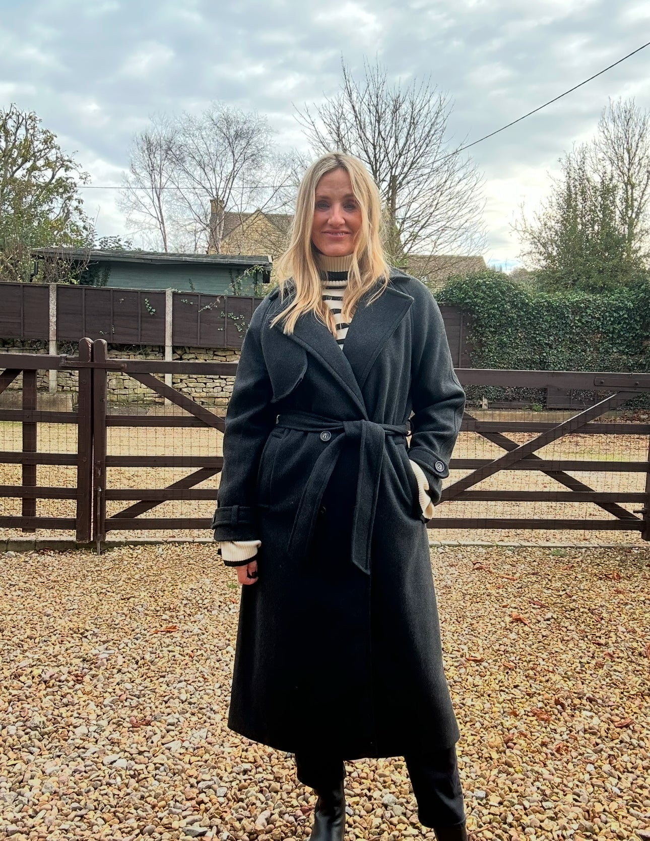 Trench Style Coat - Black Melange