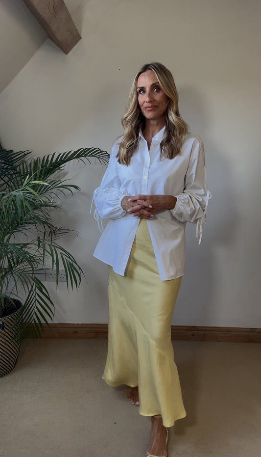 White Shirt With Bow Tie Sleeves