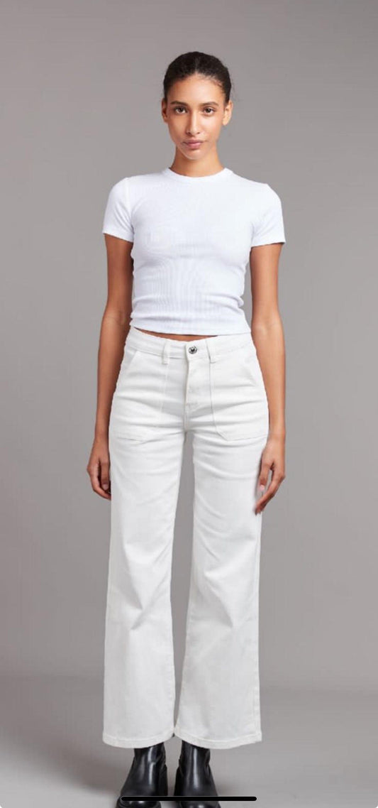 Flare Jeans With Pocket - White