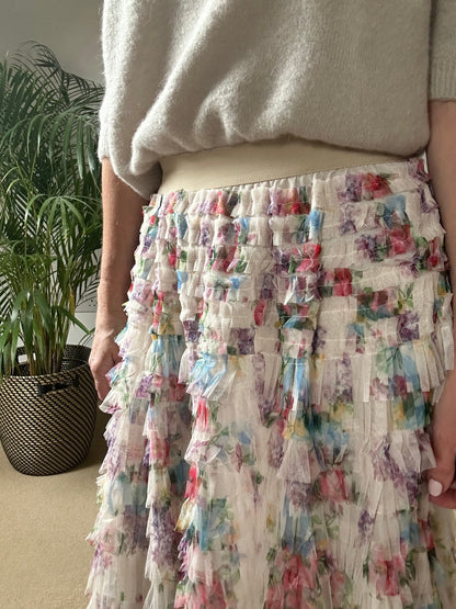 Floral Tulle Layered Skirt