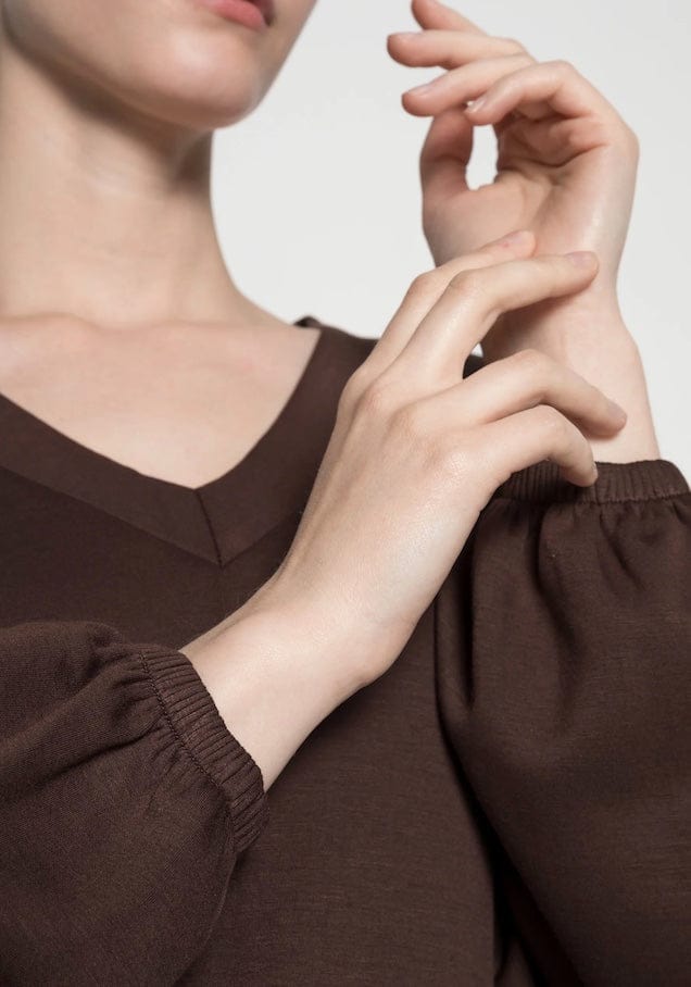 Silky Sweatshirt Dress - Brown