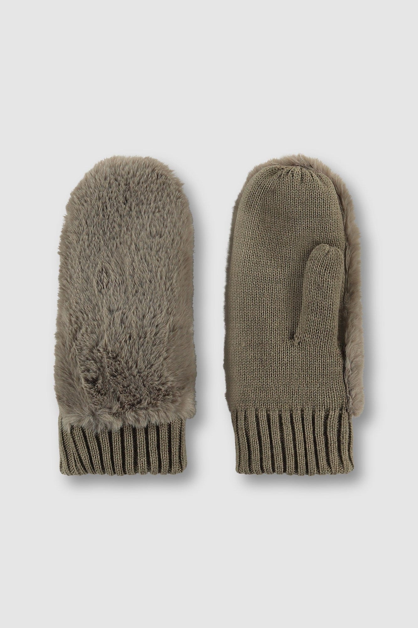 Faux Fur Mittens - Mushroom