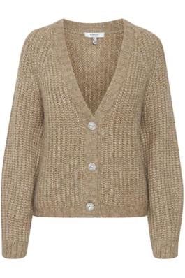 Camel cardigan with crystal buttons