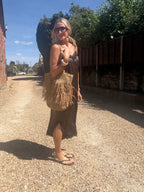 Brown Satin and Lace Slip Dress