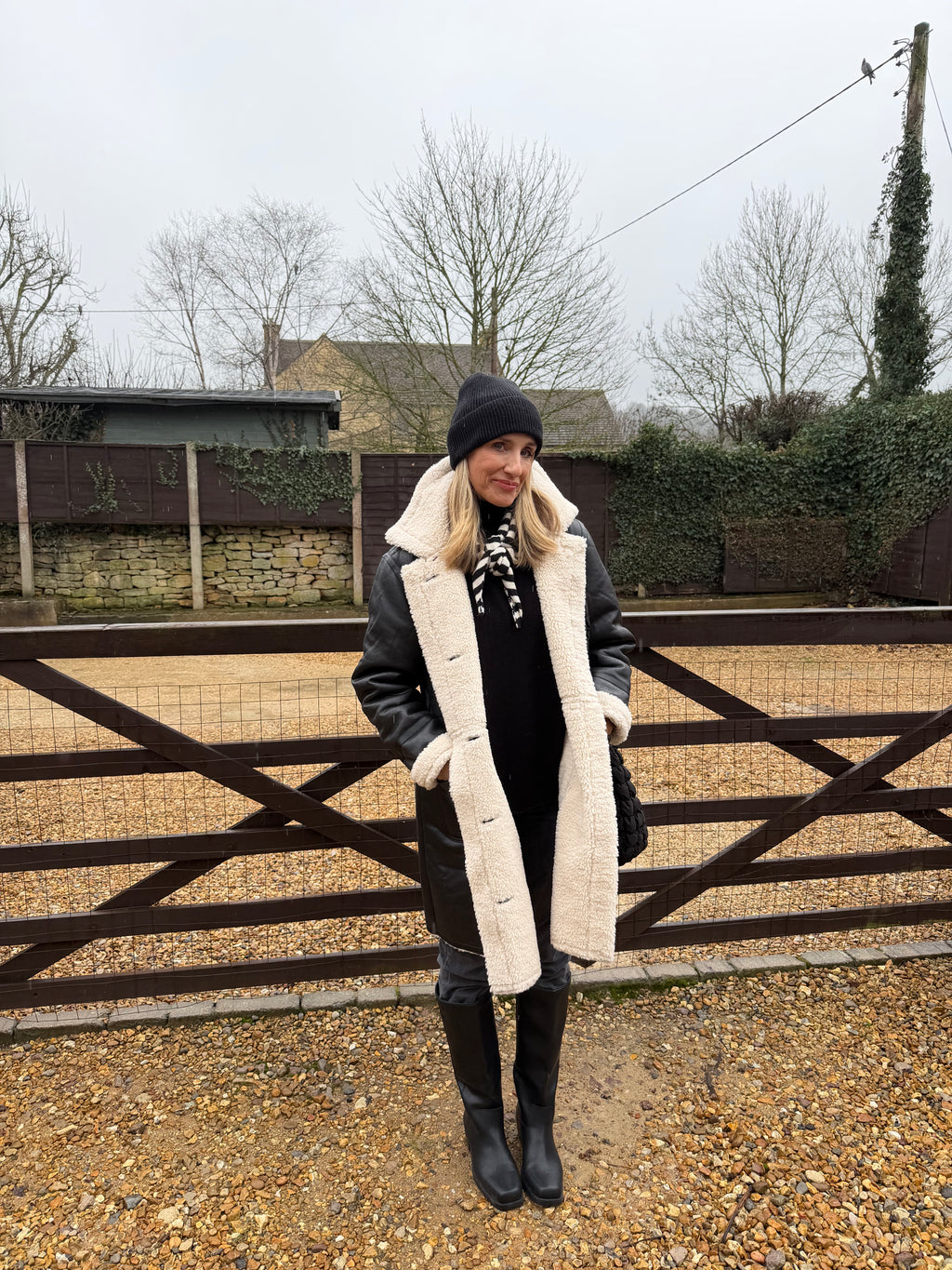 Faux Leather, Shearling Lined Coat