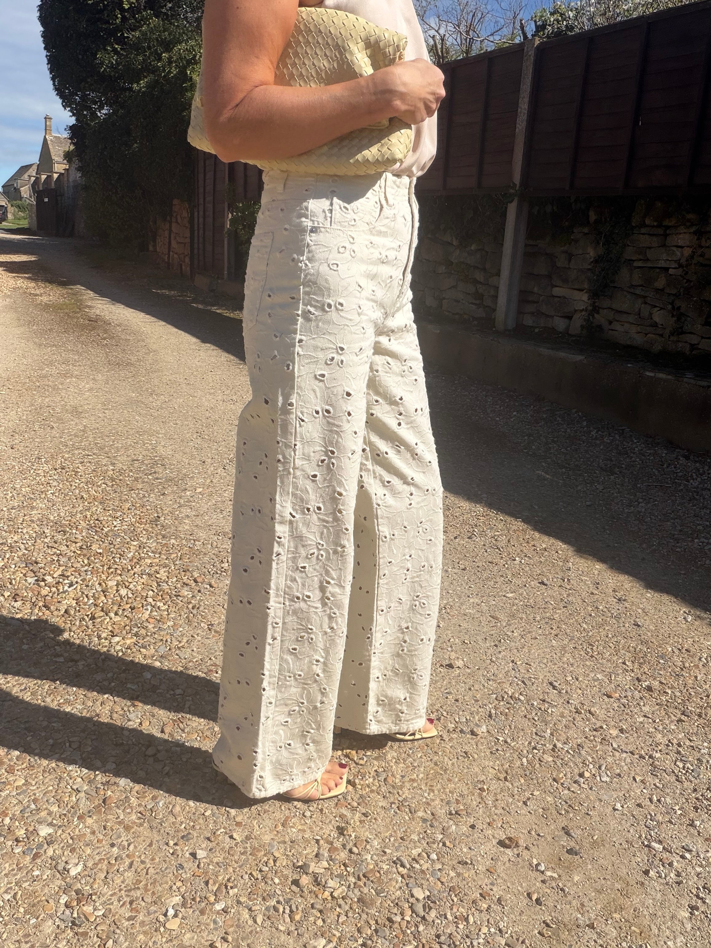 Broderie Anglaise Cream Jeans